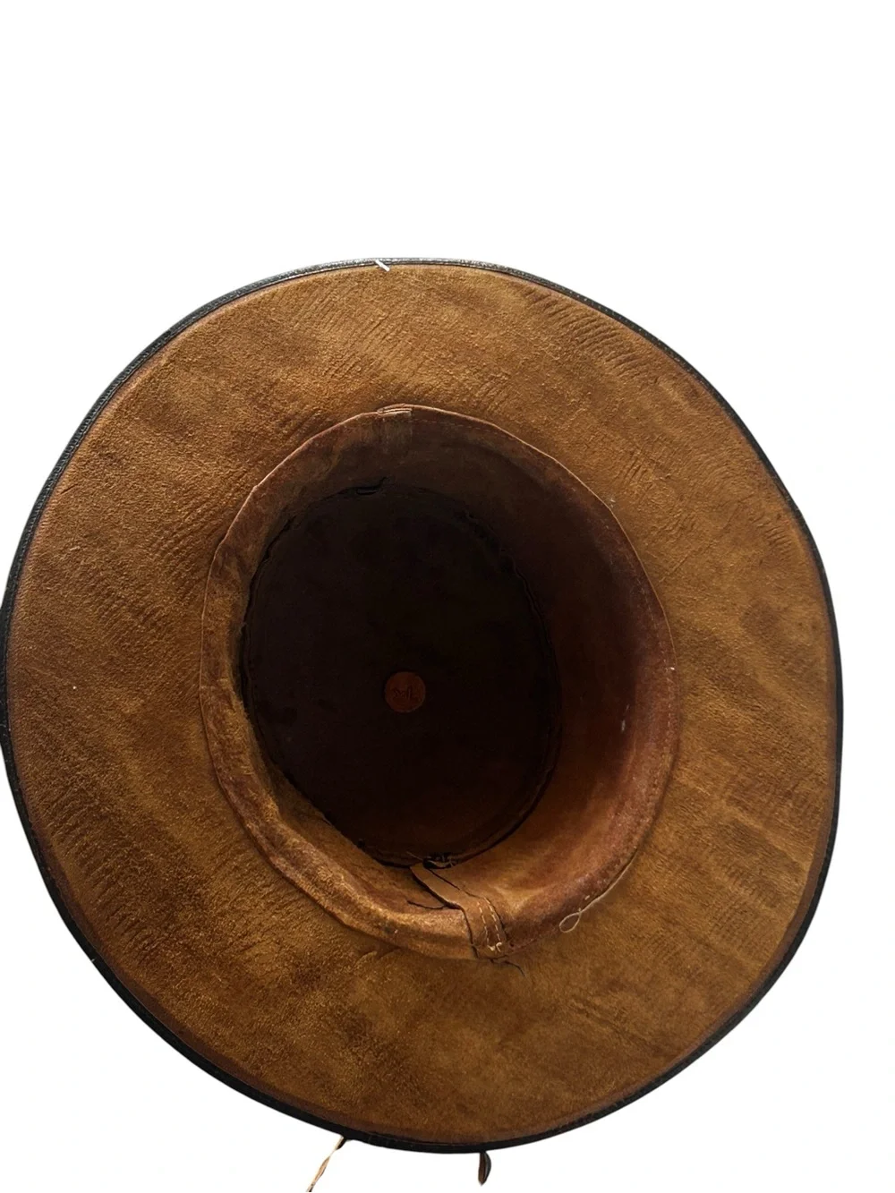 Handmade Genuine Leather Outback Hat with Braided Band Brown